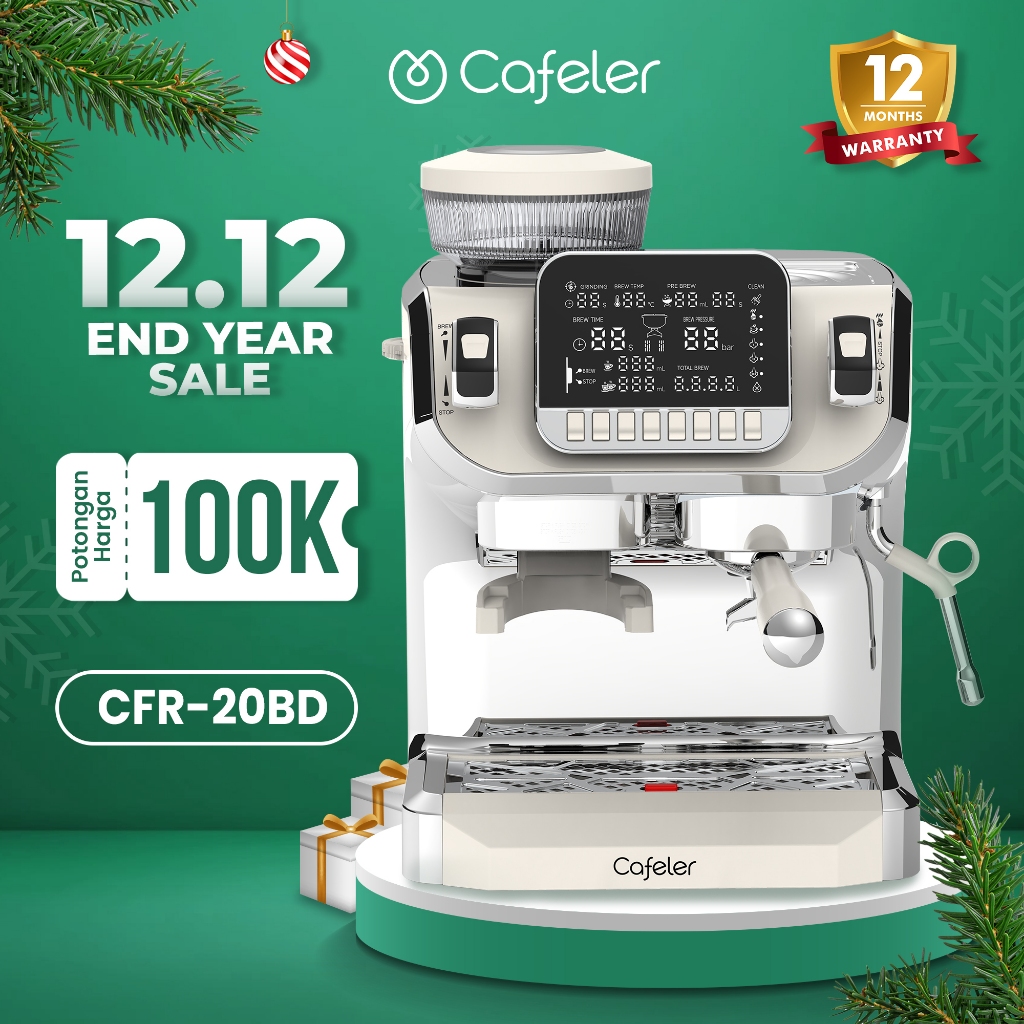 Cafeler Mesin Kopi Espresso 2 Heater Coffee Maker Smart Screen Kontrol