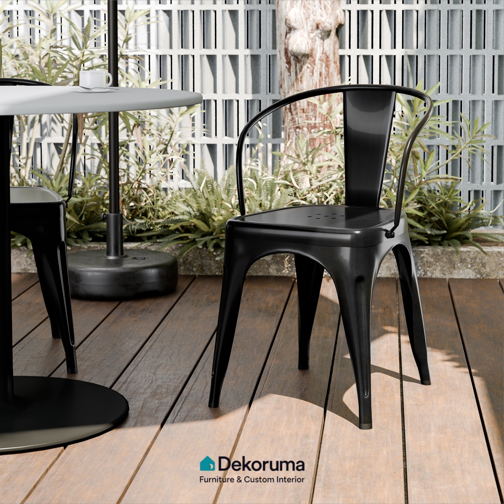Dekoruma LUTON Kursi Makan Minimalis Berlengan / Kursi Cafe / Bangku Metal / Kursi Teras New London 