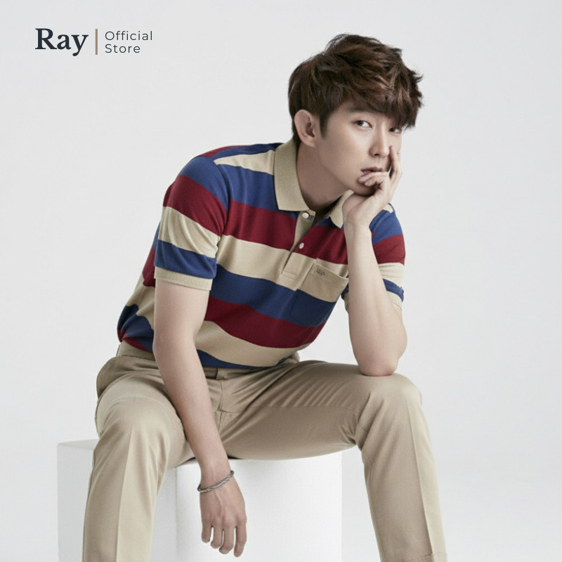 Kaos Kerah Pria - Kaos Polo Motif Garis Lengan Pendek Pria Dewasa Bahan Katun