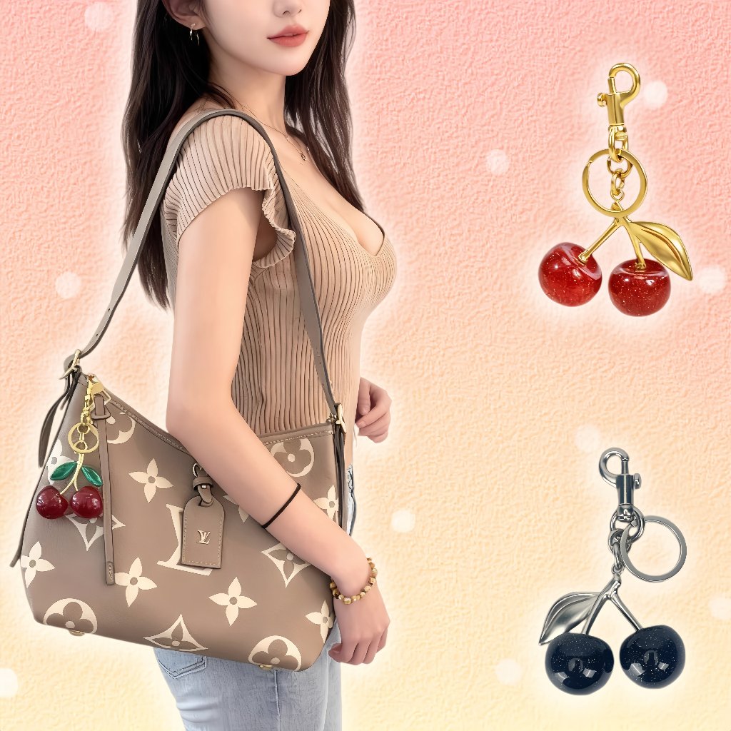 Gantungan Kunci Tas Premium Cherry / gantungan tas aesthetic korean style/Ganci Bag Charm coach Cher