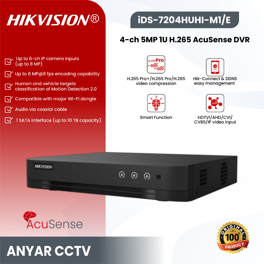 HIKVISION iDS-7204HUHI-M1/E DVR 4CHANNEL HIKVISION iDS-7204HUHI M1 E