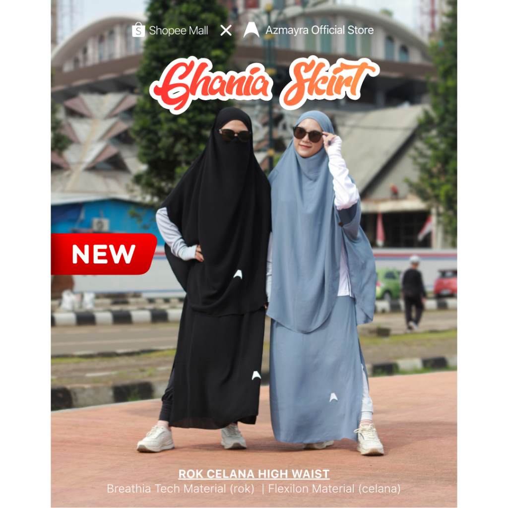 AZMAYRA Ghania Skirt / Rok Celana Olahraga Muslimah High Waist