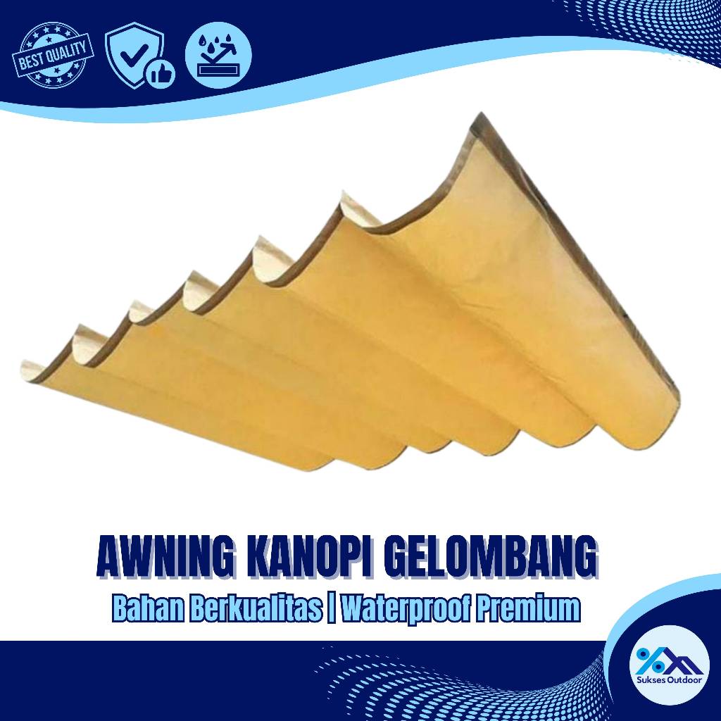 Awning Gelombang Ukuran 4x12 Bahan D300 Waterproof | Pilihan Tepat untuk Tamanmu |Sukses Outdoor