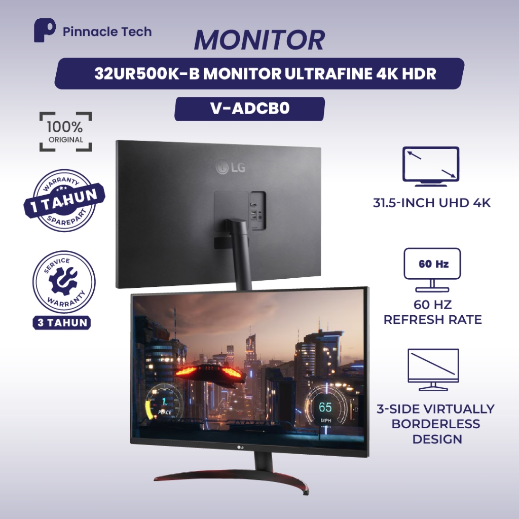Monitor 31.5 Inch LG 32UR500K‑B 4K UHD DCI‑P3 90%, FreeSync support, Black Stabilizer