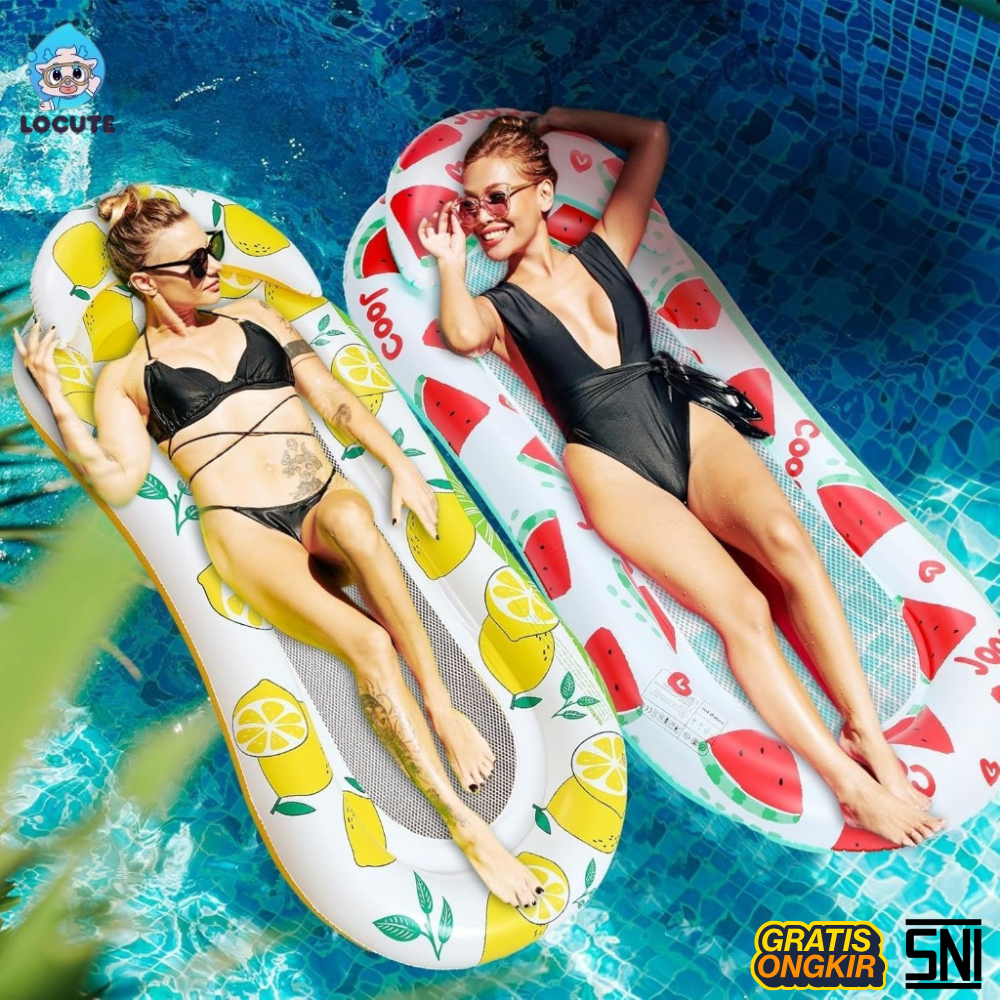 Pelampung Jaring Santai Dewasa Floating Hammock Buah Semangka & Lemon