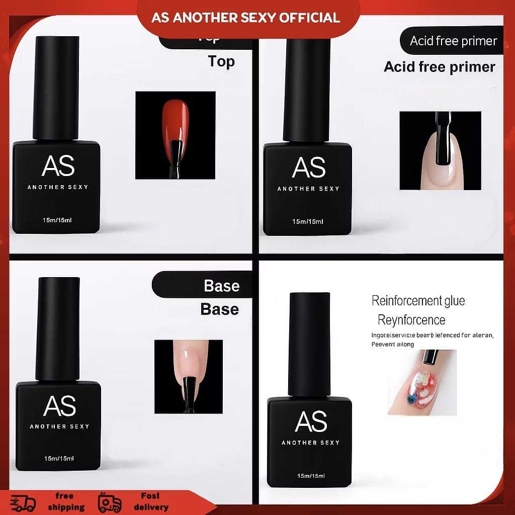 AS GEL POLISH TOP COAT BASE COAT DIAMOND TOP COAT KUTEK GEL AS DIAMOND TOP 15ml BLACK BOTTLE