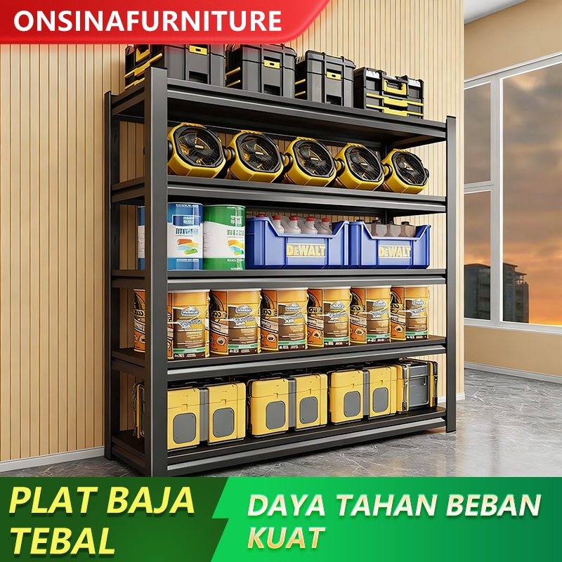 ONSINA Rak Gudang Besi Rak Susun Serbaguna Rak Besi Siku 5 Susun rak besi susun 5 tingkat Rak Dapur