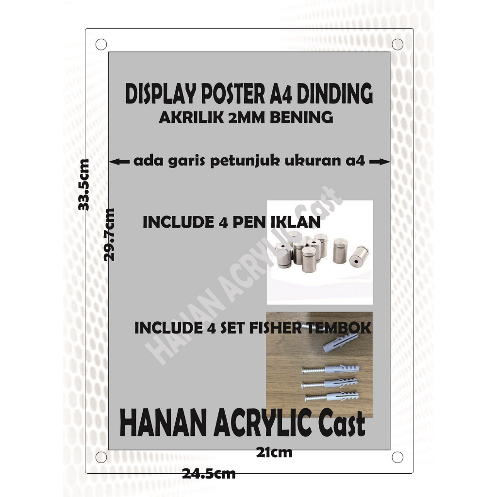 Display Poster Dinding A4 Akrilik transparant frame A4 Bingkai a4 dinding