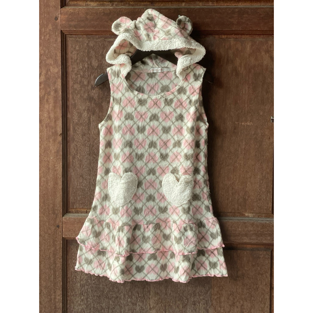 dres dress gaun kutung bulu serpa serpha halus hoodie telinga rampel rample anak branded Le Zoo Peti