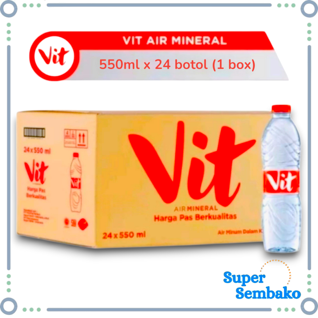 AIR MINERAL VIT 550ml BOTOL SEDANG PER DUS ISI 24 BOTOL MURAH INSTANT MAKASSAR