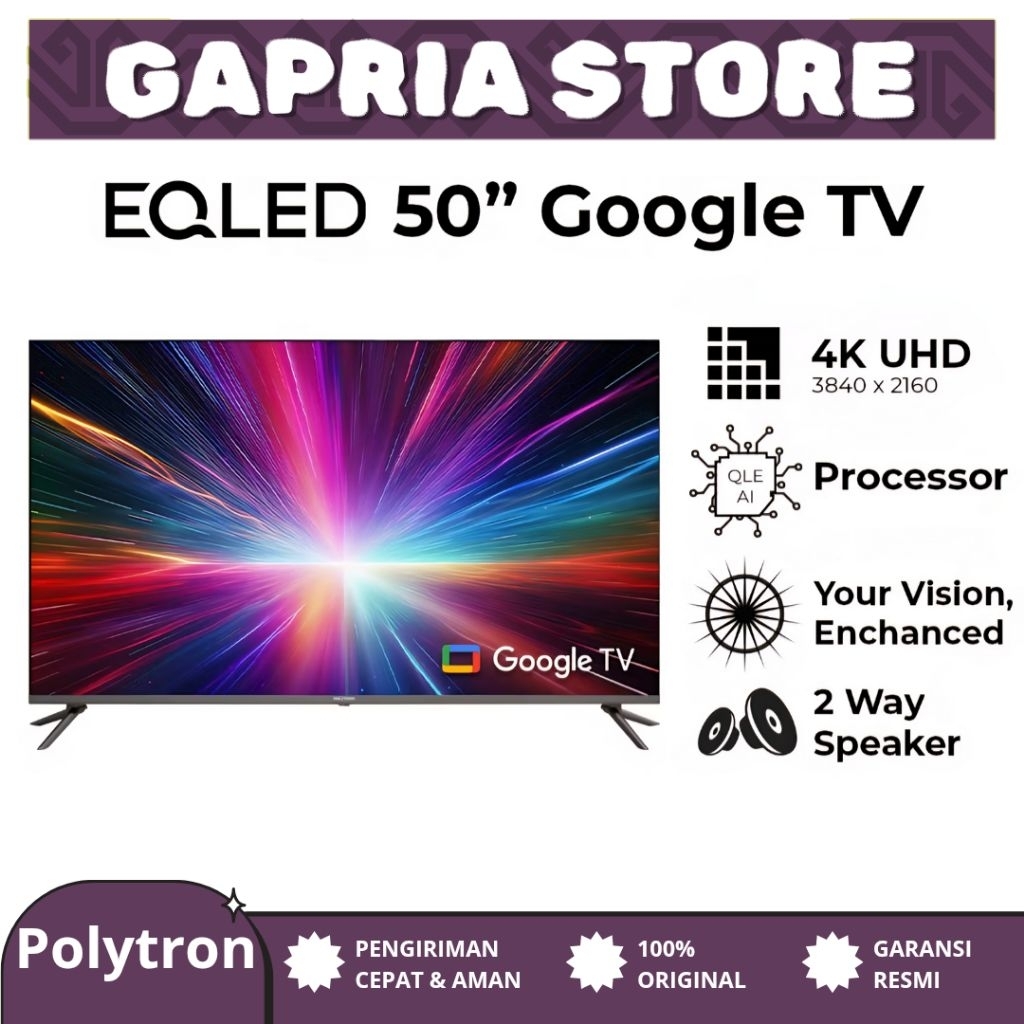 Polytron EQLED  50 inch GOOGLE TV - 4K UHD - Voice Command