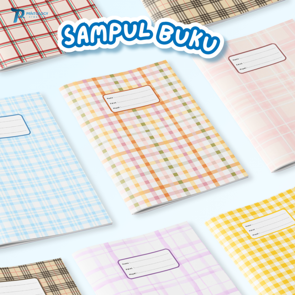 Sampul Buku Aesthetic Sampul Buku Kotak Kotak Aesthetic Custom Nama Sampul Buku Sampul Buku Pastel C