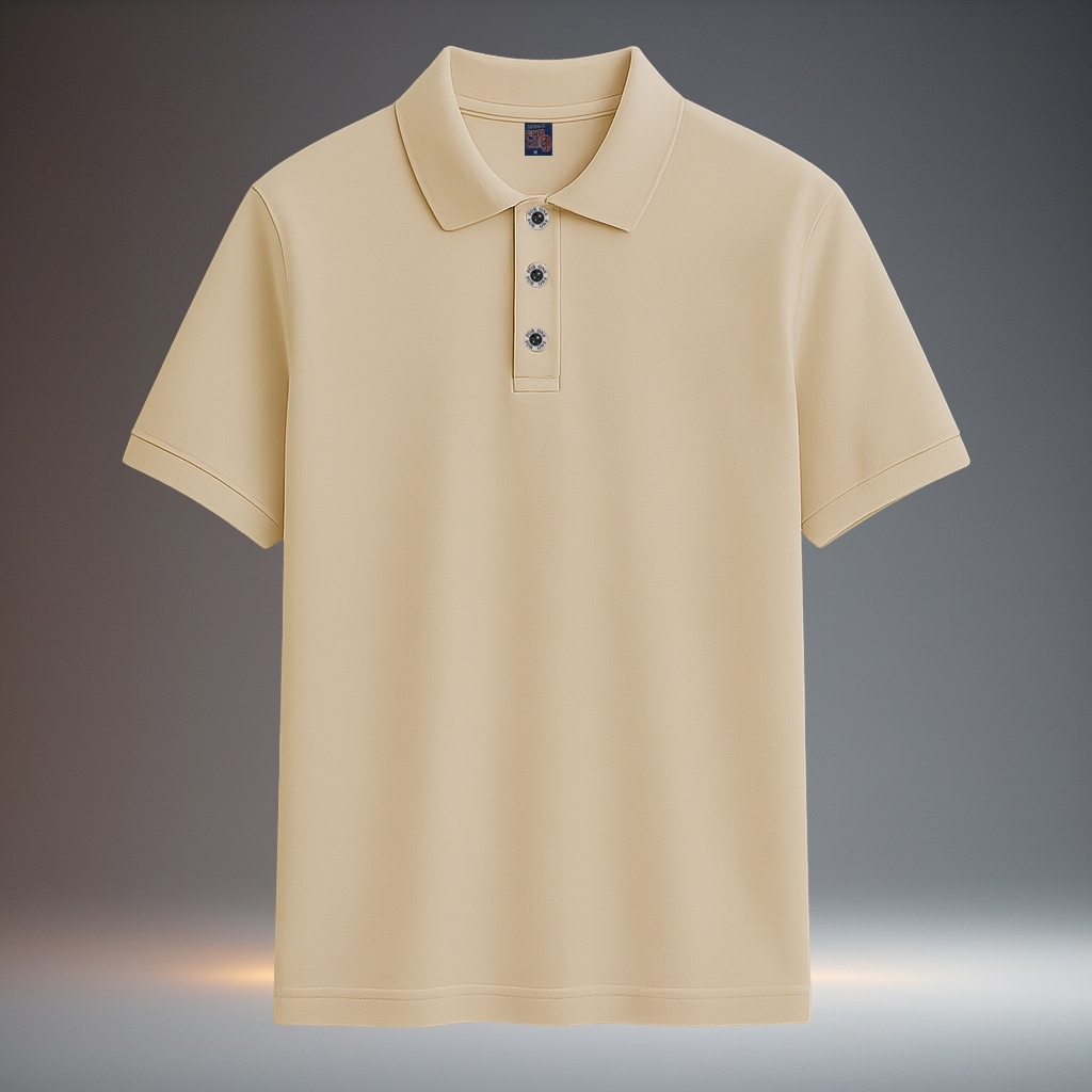 Rizgo - Polo Shirt pendek Polos Cream T-Shirt Baju Santai Baju Kerja Unisex
