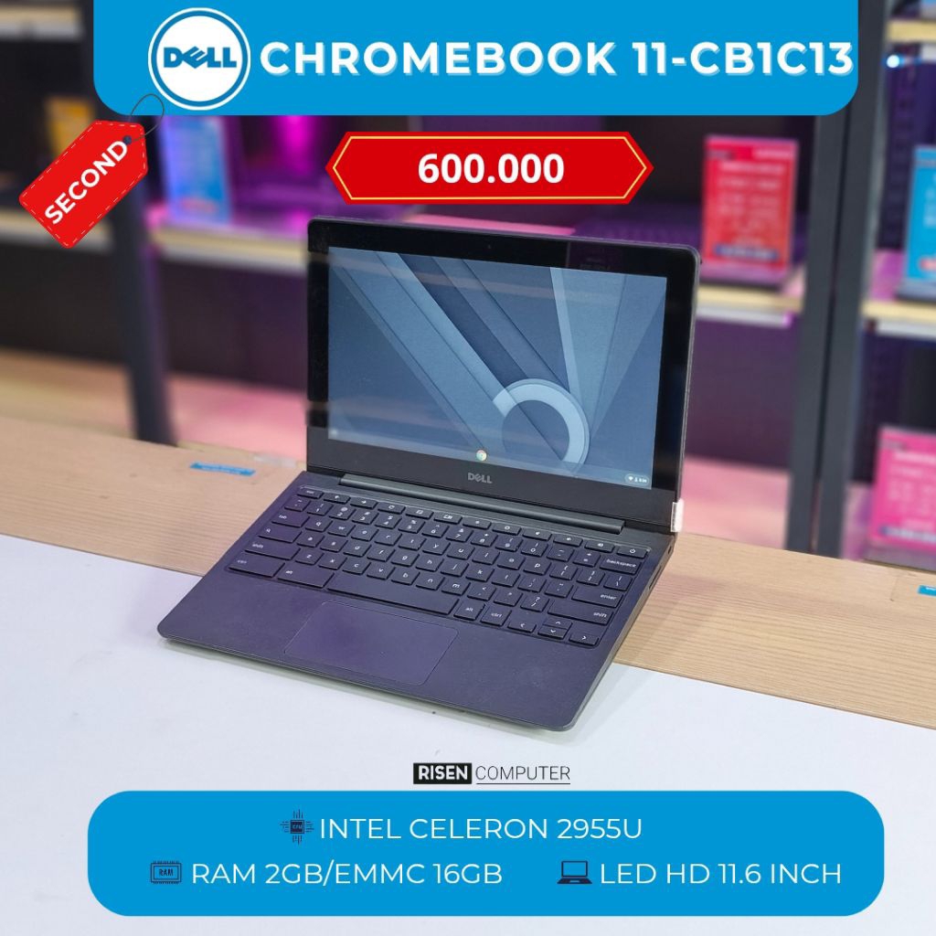 DELL CHROMEBOOK 11 CB1C13 HD 11.6inch Intel Celeron 2955U RAM 2GB EMMC 16GB Notebook Second Bekas