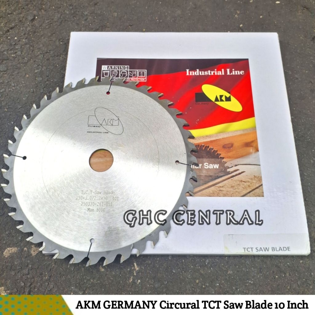 AKM Circural TCT Saw Blade 10 inch 24T 40T 60T 80T Germany Mata Gergaji Kayu Bulat 250 Mm