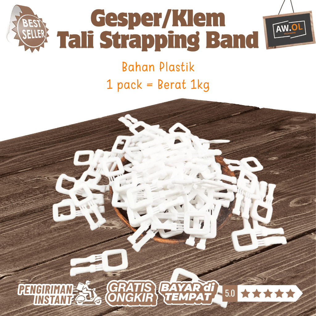 Gesper/Klem Strapping Band Putih Bahan Plastik - 1 kg
