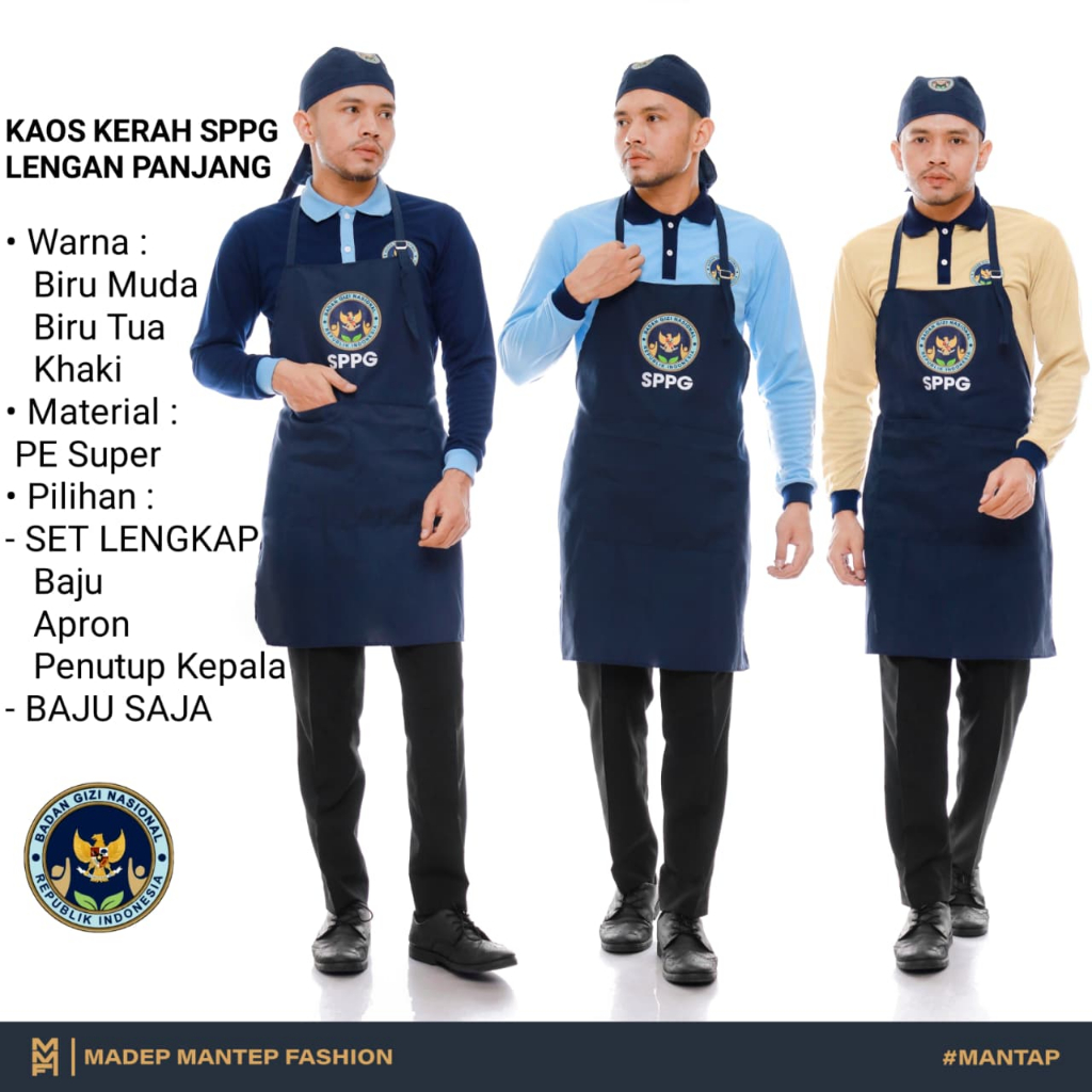 Kaos SPPG BGN MBG Terbaru Kaos Kerah Seragam BGN SPPG MBG Terbaru Lengan Panjang MMF