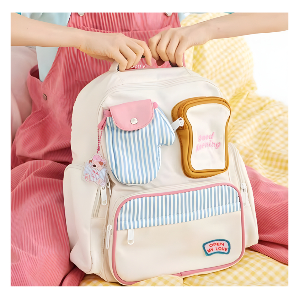 Tas Ransel Sekolah Remaja Cewek Backpack Korea Cute Muat Laptop 14 Inch Tas Kuliah Besar