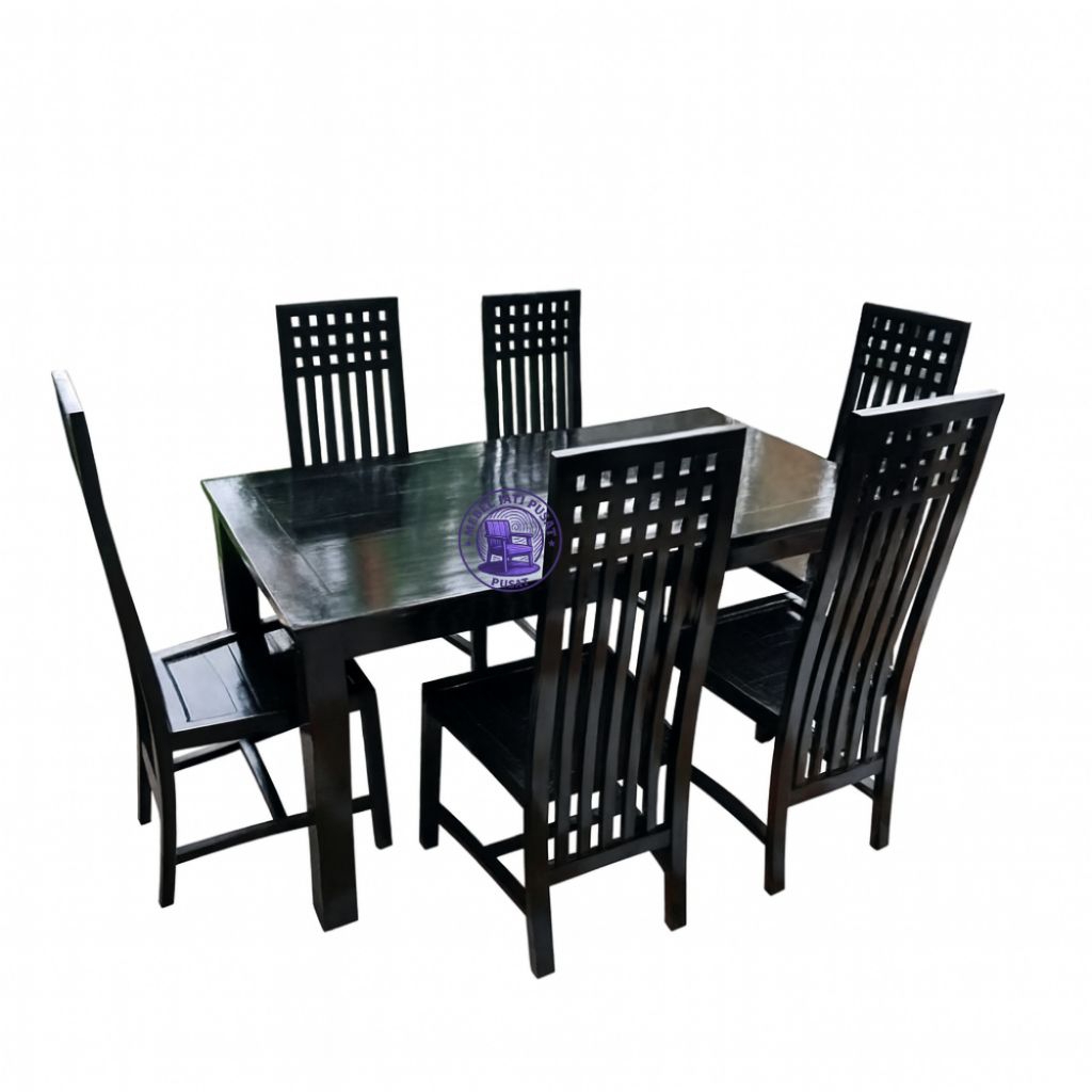 Meja makan 6 kursi minimalis kayu jati Jepara