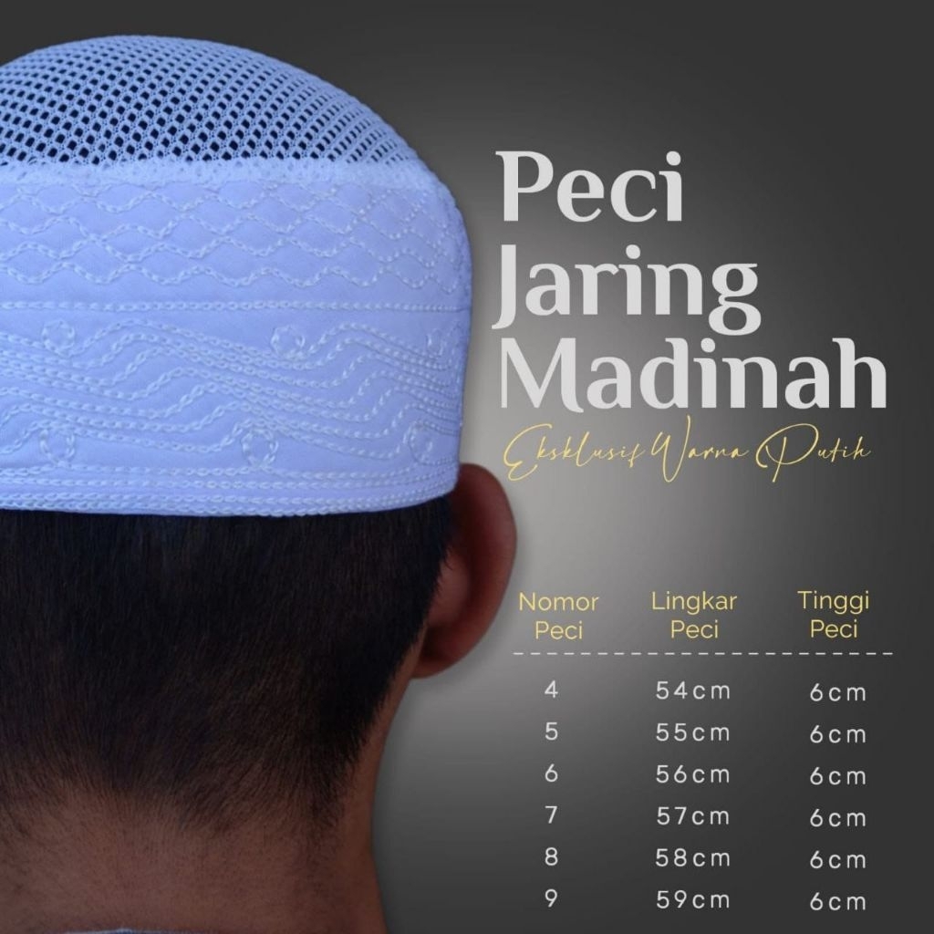 Peci Madinah Jaring Ekslusif Warna Putih