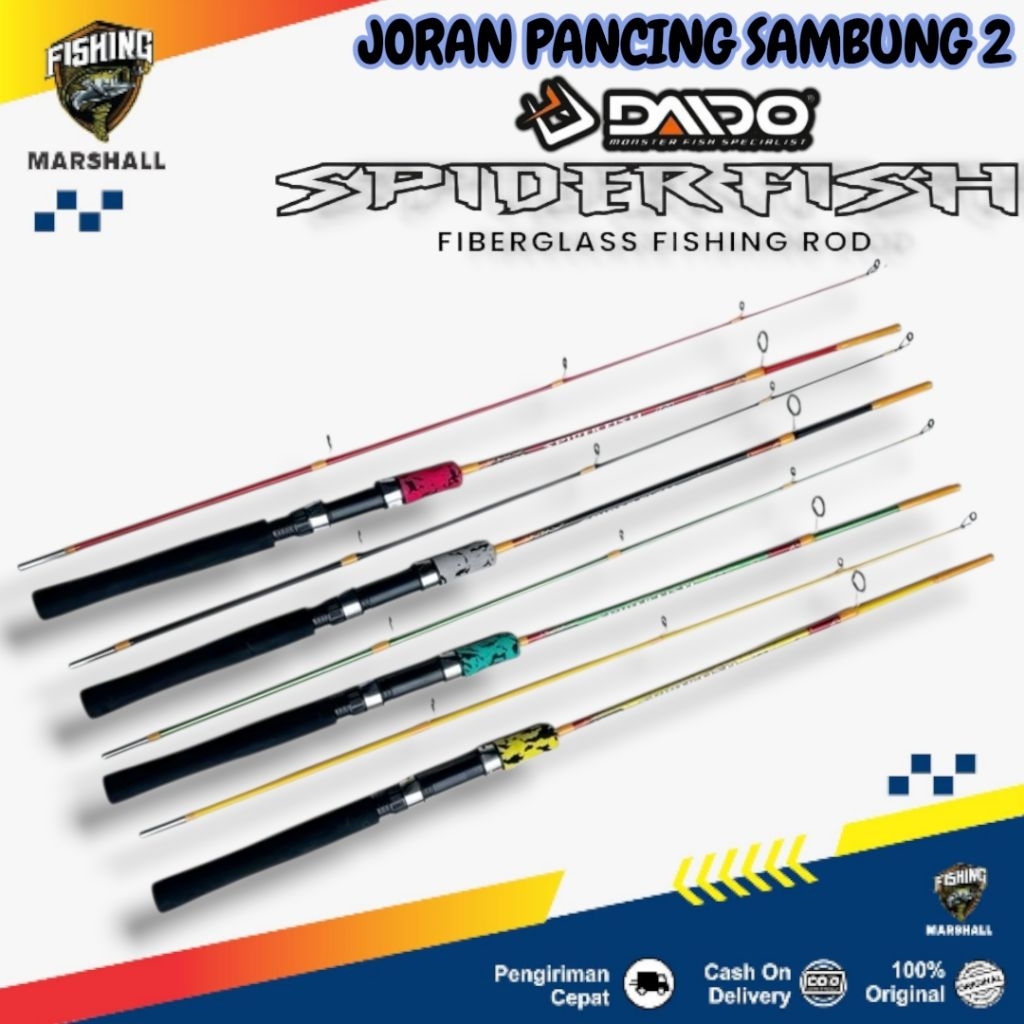Joran Pancing Sambung 2 Daido Spiderfish Fiber Lentur 120Cm 135Cm 150Cm