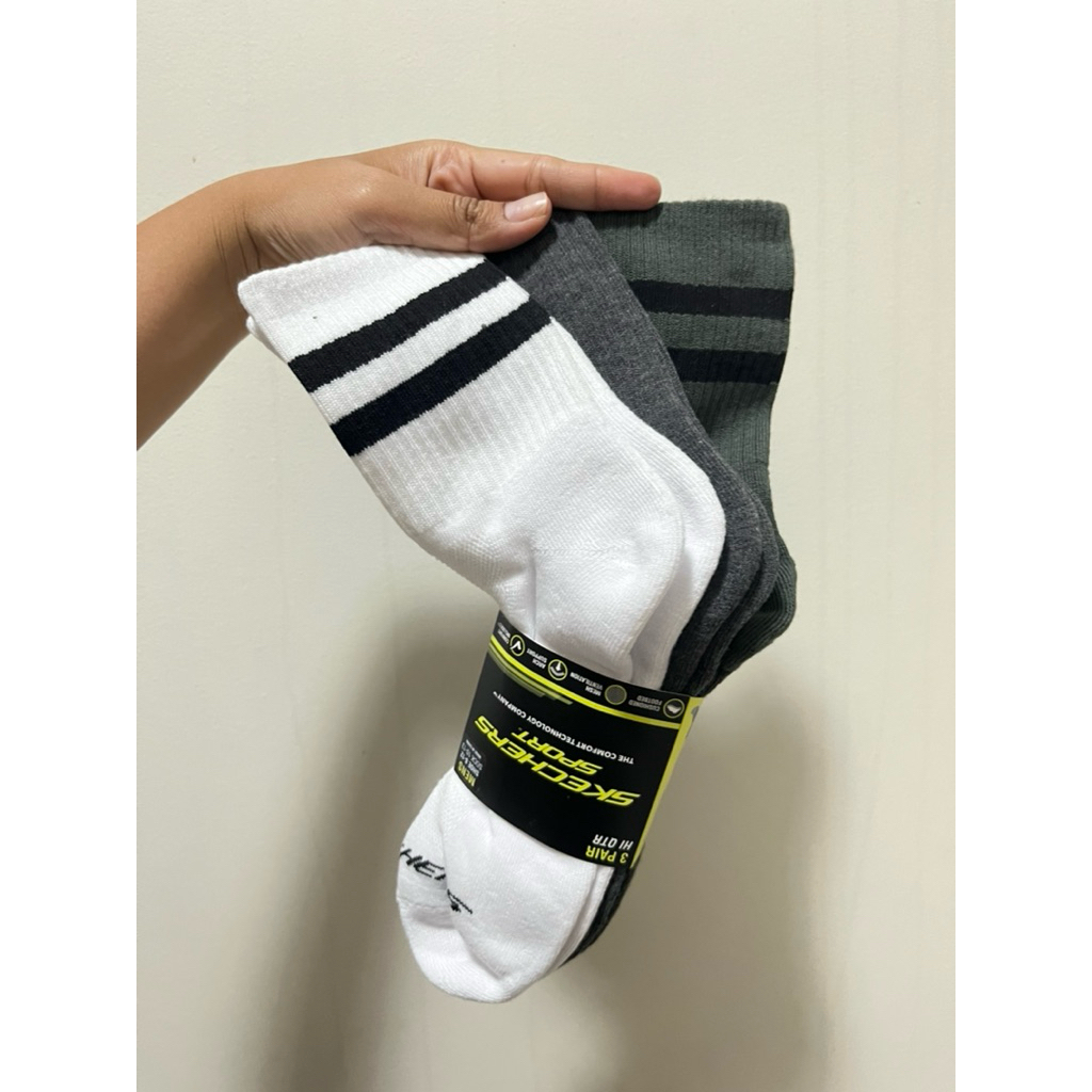 Kaos Kaki Skechers Sport Men Panjang isi 3pcs putih dan abu2 ukuran 40-45 sale 65%
