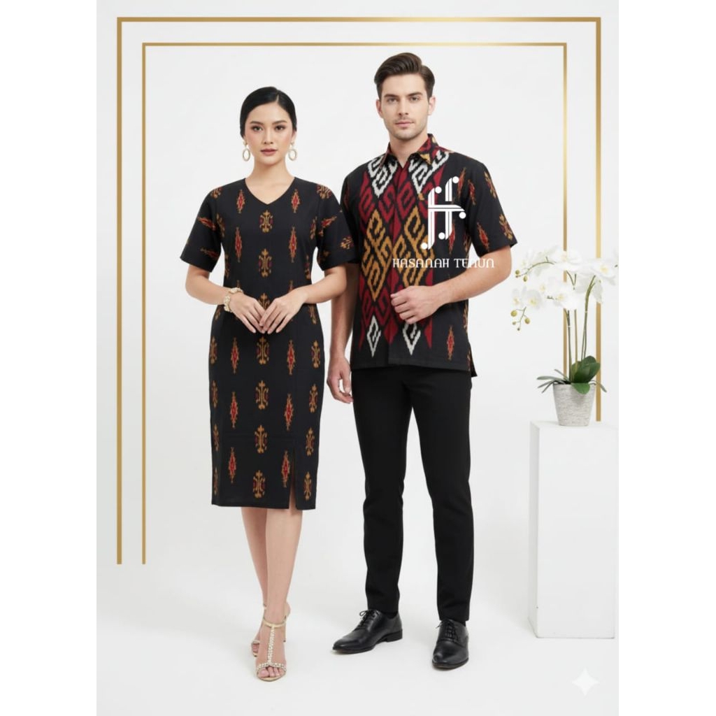 Dress tenun & kemeja tenun series Toraja hitam