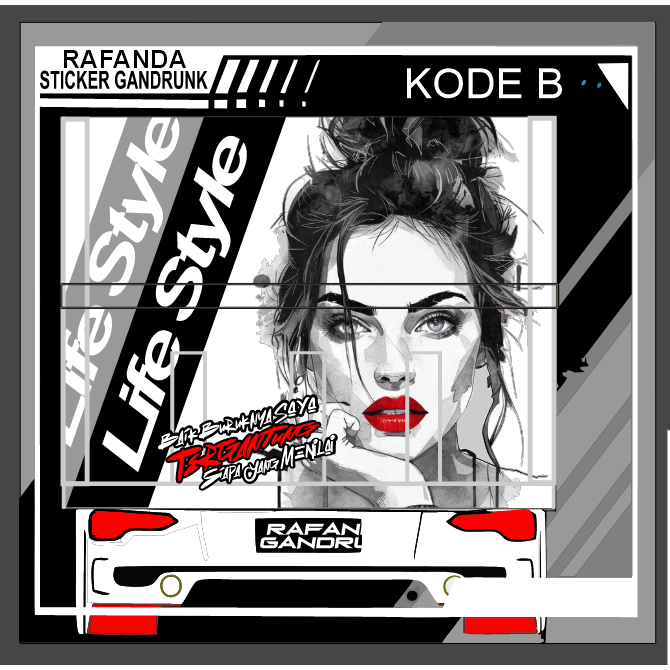 stiker decal PINTU bak truk canter hino giga