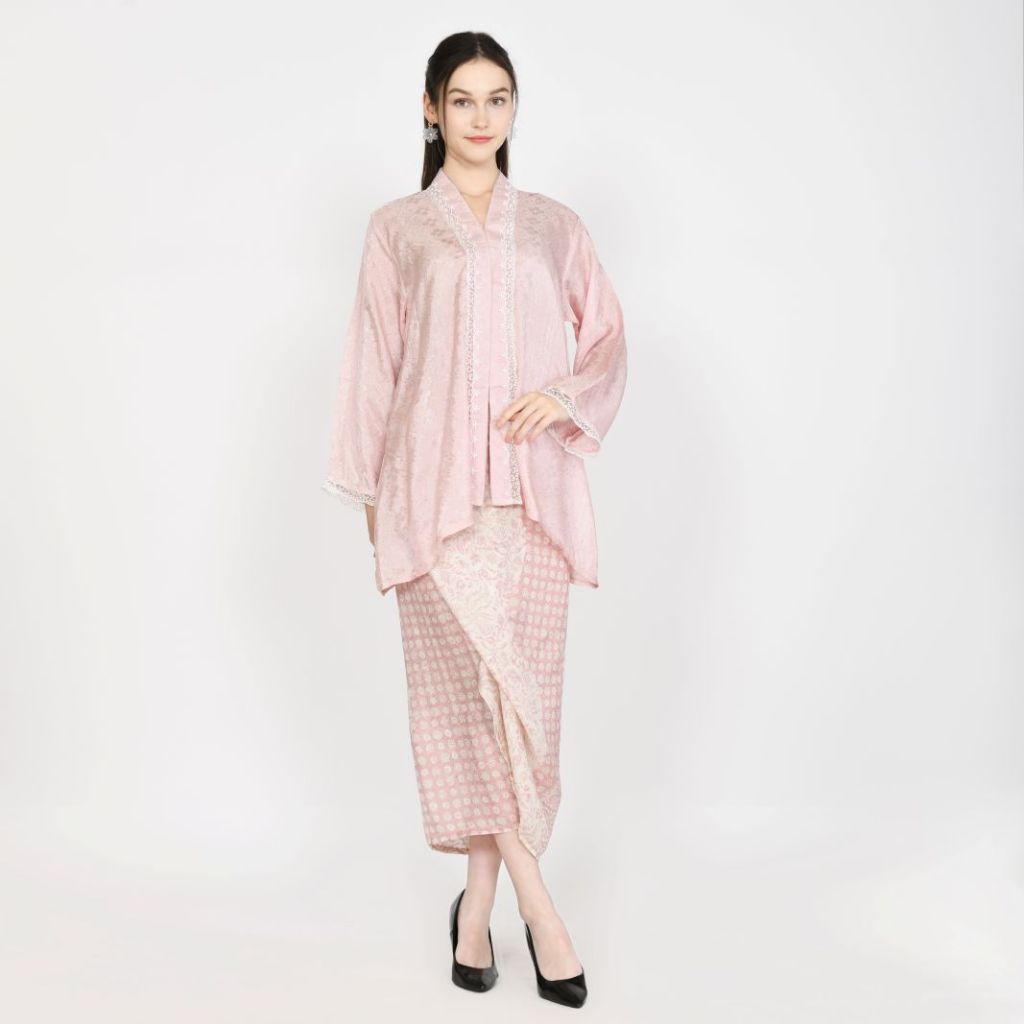 KARTINI kebaya kutu baru batik viscose modern, atasan kebaya polos rok lilit batik Wisuda remaja