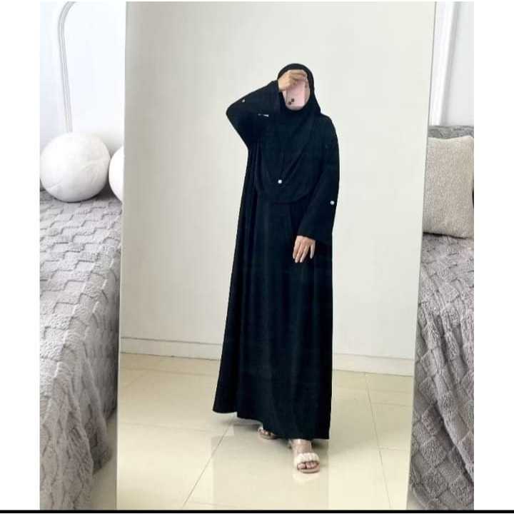Abaya set bergo/gamis set hijab/gamis crinkle