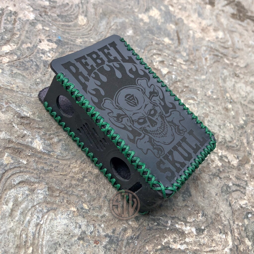 Sleeve Leather R 234 Motiff Rebell Skulll Hitam Benang Hijau Tua Case Softcase Remote Kulit Premium 
