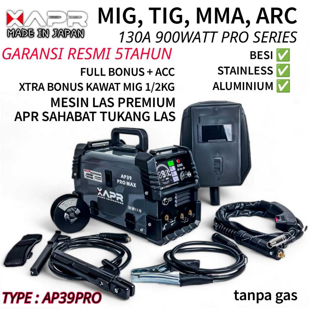 ORIGIINAL  MESIN LAS APR AP39 PRO MIG TIG MMA 130A 900W GARANSI 5thn