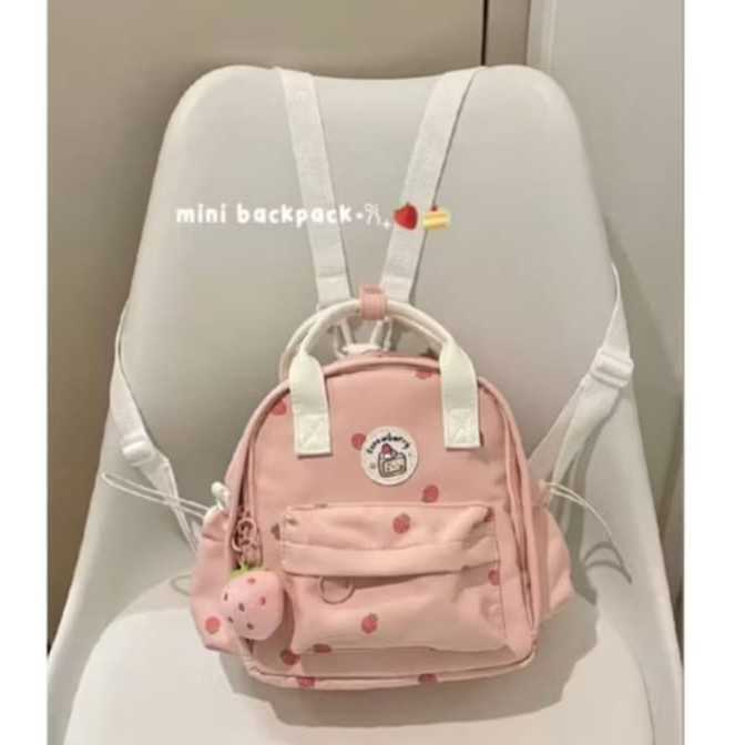 Tas Ransel MINI Strawberry Tas sekolah anak perempuan Terlaris