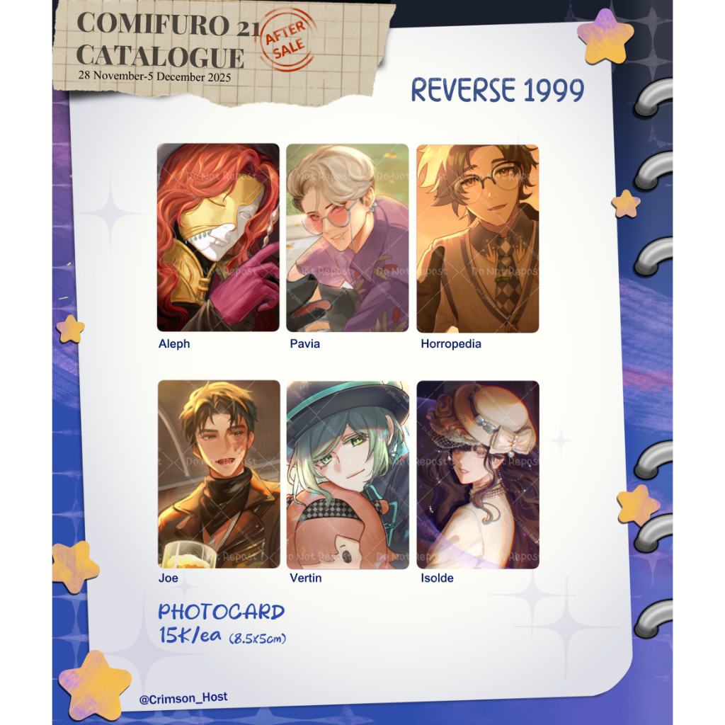 [PRE-ORDER] Photocard Reverse1999 Aleph Vertin Joe Isolde Pavia Horropedia
