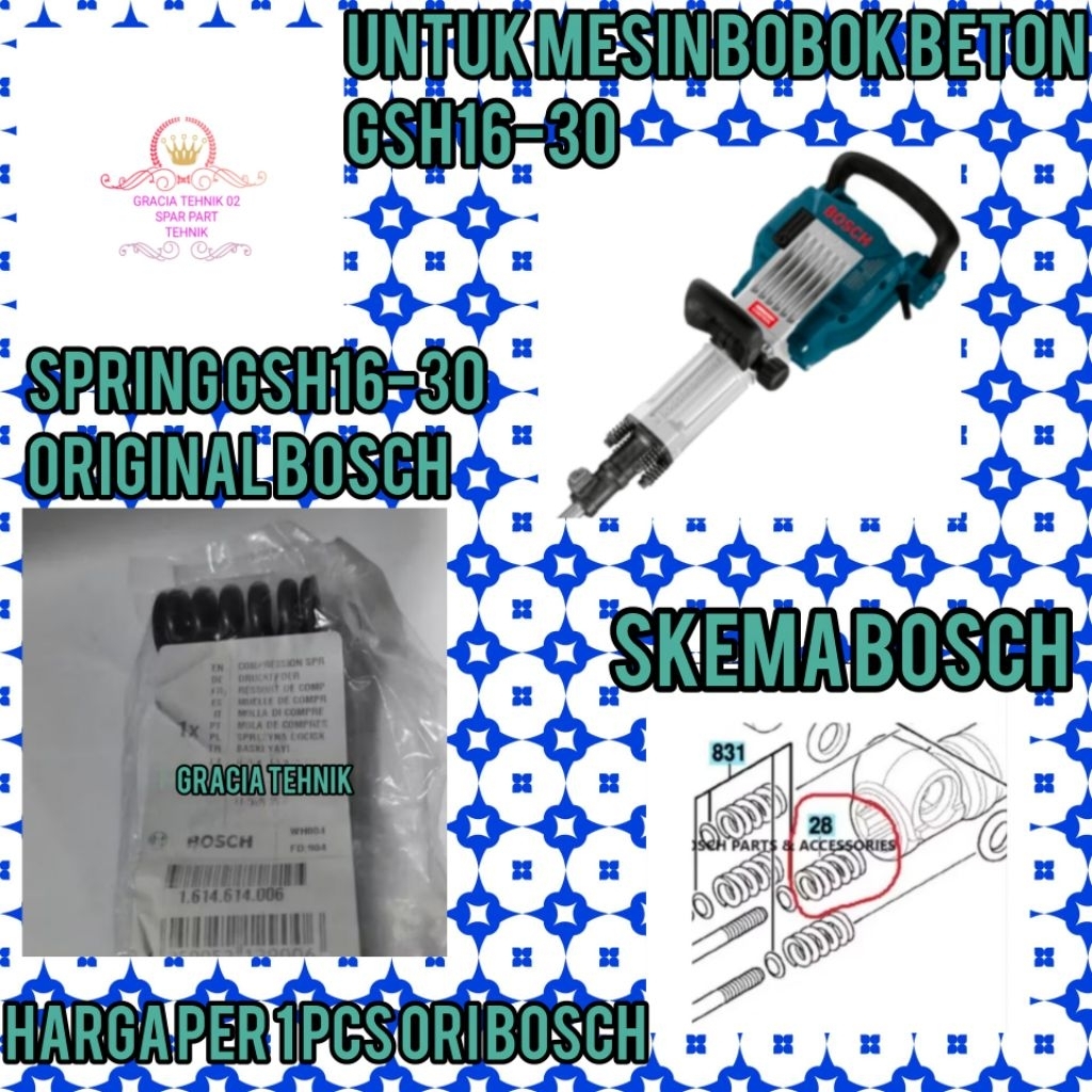 SPRING GSH16 PER GSH16-30 UNTUK MESIN JACK HAMMER BOSCH GSH16-30 ORIGINAL BOSCH SPRING GSH16-30 BOSC