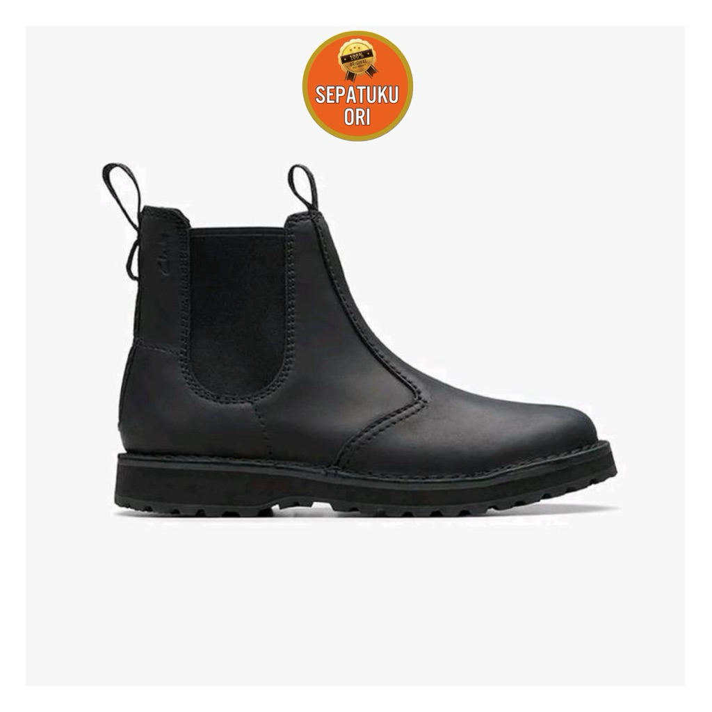 SEPATU BOOTS PRIA CLARKS SOLSBURY BLACK ORIGINAL BNIB