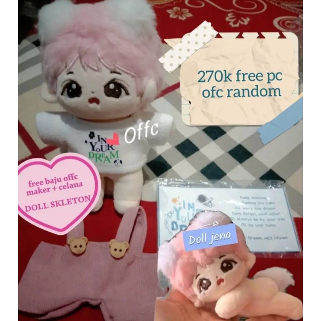 DOLL JENO NCT DREAM PEAPPY JENO 10CM, FREE BAJU+PC OFC