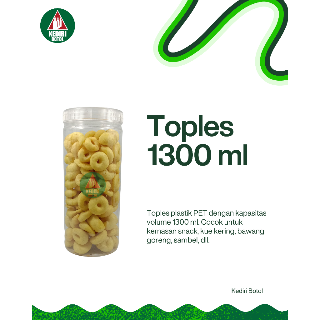 Toples Tabung 1300 ML Tutup Plastik | Toples Plastik Tabung Kue Kering | Toples Snack
