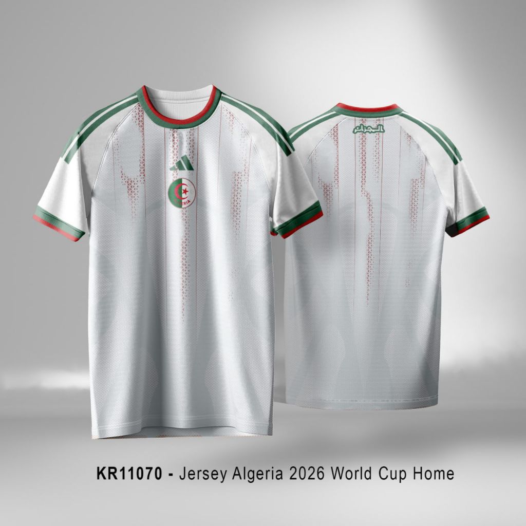 Jersey Algeria 2026 World Cup Home Custom Satuan | Free Desain & Custom Nama | Bahan Dryfit Premium 