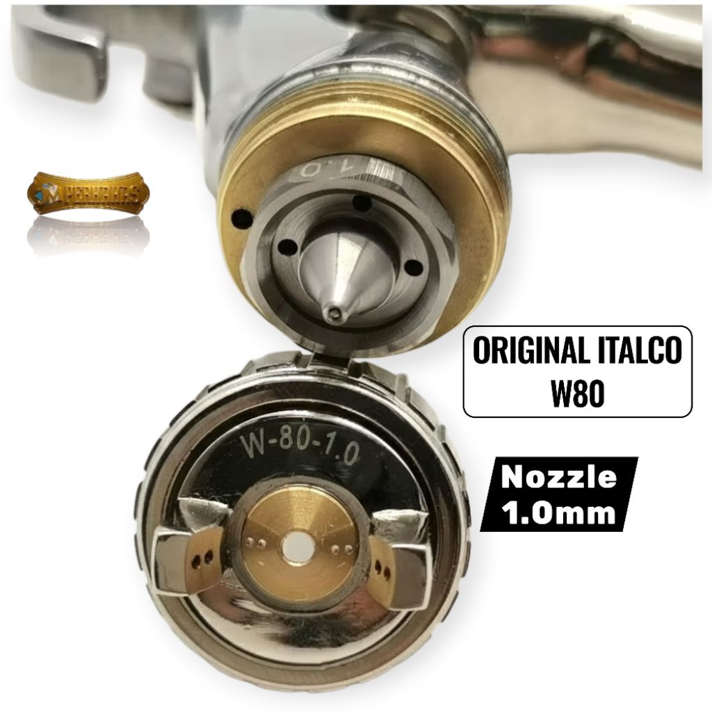 Spray Gun Italco W80 Original – Premium Top Cup Stainless | Nozzle Presisi Finishing Halus