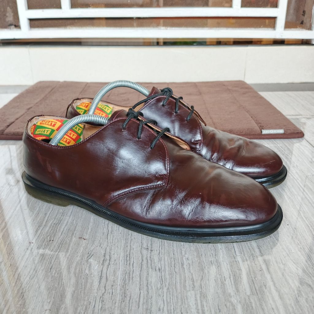 Dr. Martens Docmart 1461 England DM 3 Hole Low Boots Red Brown Leather Authentic Original Size 45 In