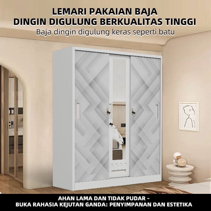 LEMARI BAJA 3 PINTU ANTI RAYAP & BAU - AMAN UNTUK BAYI/ANAK - Free Formalin, Kuat & Awet