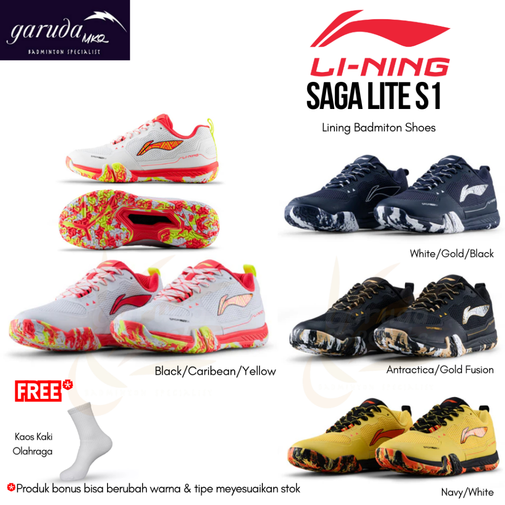 Sepatu Badminton Lining Saga Lite S1 AYTV069 / Lining Saga S1 Lite
