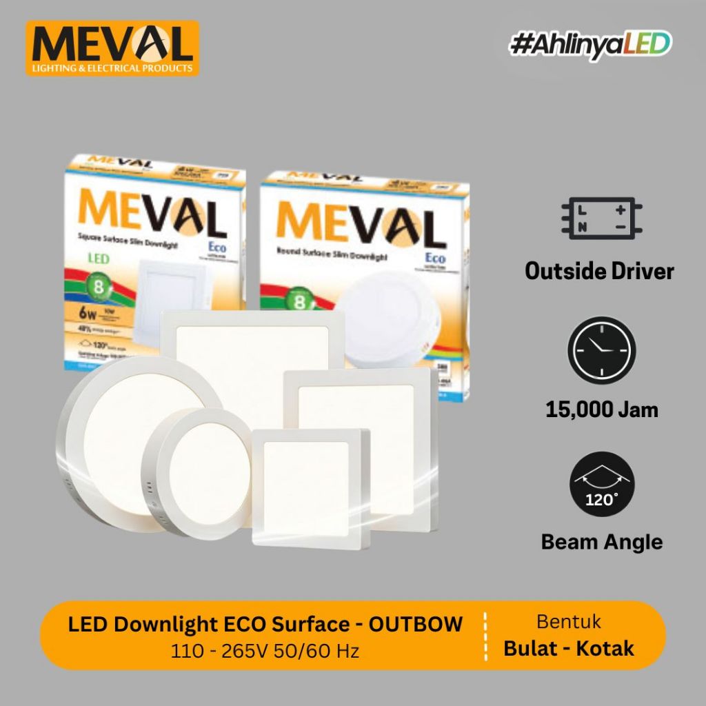 MEVAL Lampu LED Downlight ECO Surface - OUTBOW