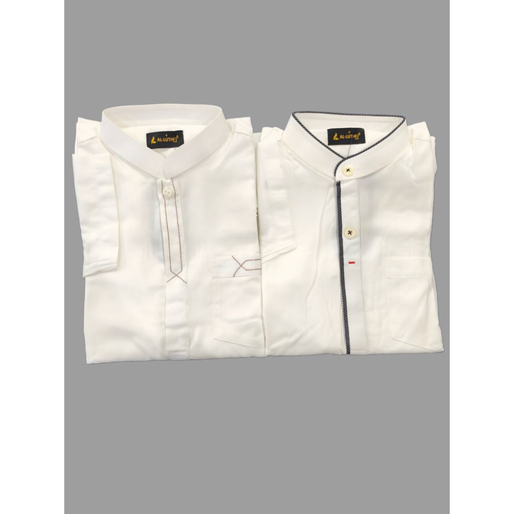 KOKO SETELAN KURTA ANAK PENDEK PUTIH AL-LUTHFI