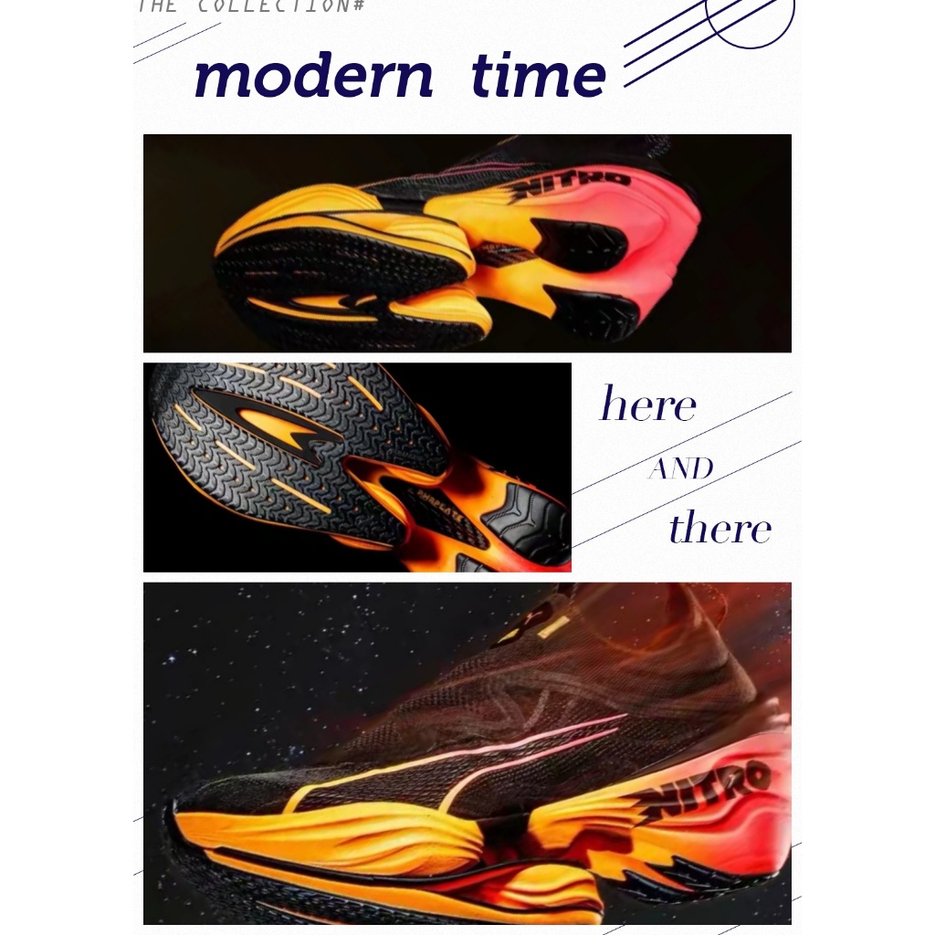 Sepatu Lari Puma Nitro Original Black Orange Pink Futuristik Sole Unisex Sepatu Olahraga Profesional