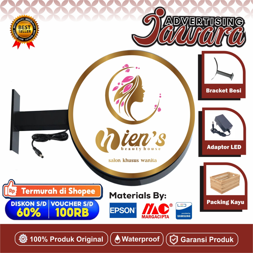 Neon Box Salon | Neon Box Akrilik 2 sisi Siap Pasang