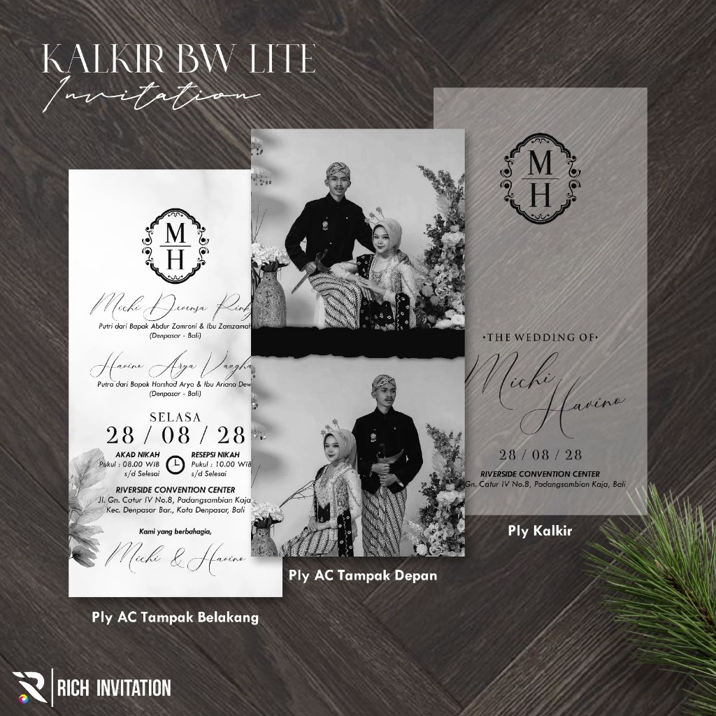UNDANGAN PERNIKAHAN KALKIR - UNDANGAN WEDDING KALKIR BW PREMIUM - KALKIR LITE BW