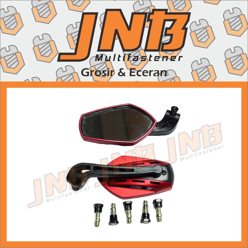 Spion Variasi Universal + Baut + Bosh ZX-2650-2 ( BLACK RED ) Spion Variasi Universal 1 Set Kanan Ki