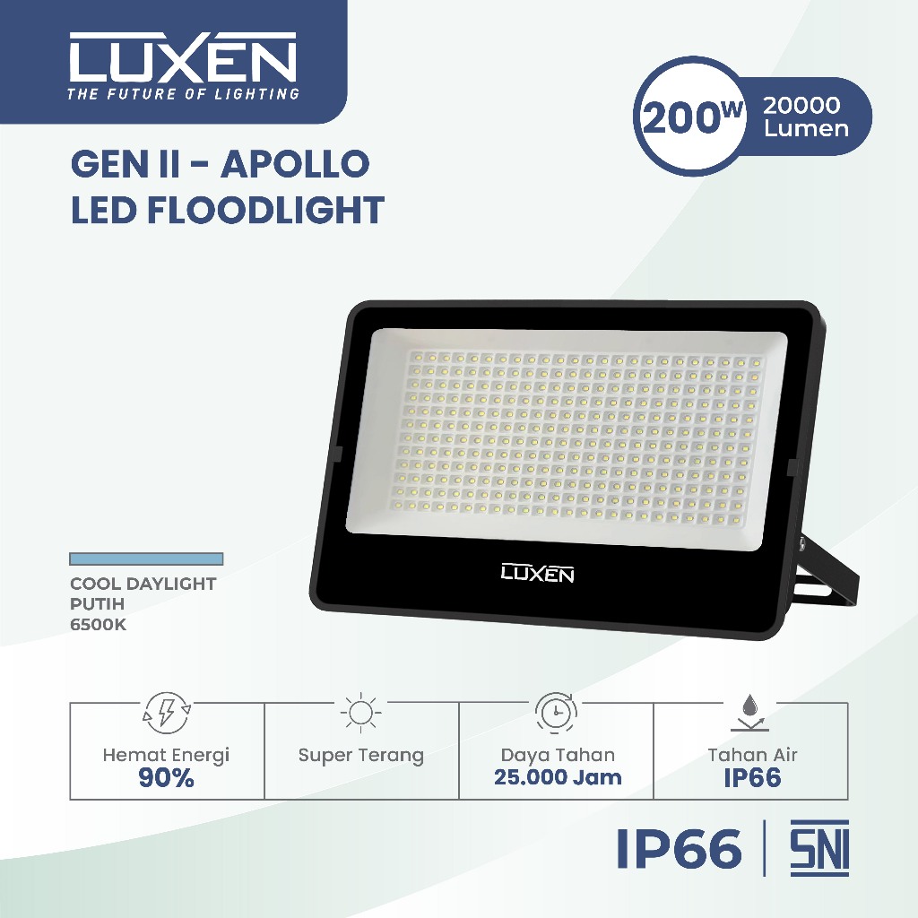 LUXEN LAMPU SOROT LED FLOOD LIGHT APOLLO 200 Watt Cahaya Putih